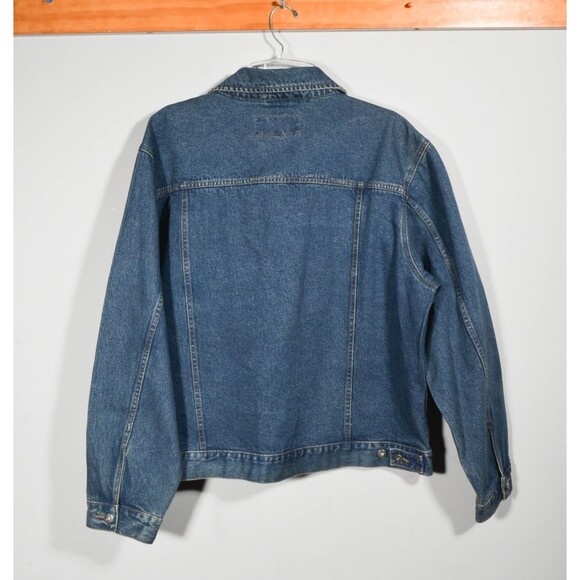 Vintage 90s Wrangler Hero Blue Denim Button Up Trucker Jean Jacket Sz 2X - Picture 2 of 3